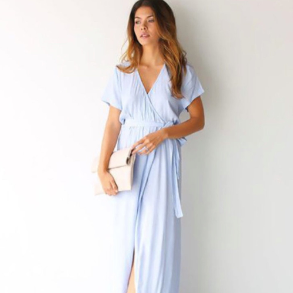 Baby Blue Wrap Dress: Perfect for Baby Shower